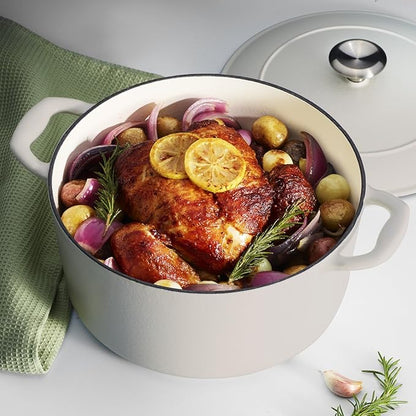 Tramontina Bestow Enameled Cast Iron Dutch Oven Pot with Lid, Round 5.5-quart, Matte White - Image 3