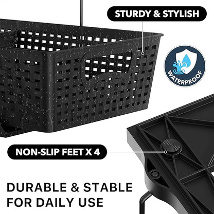 Simple Houseware 2 Tier Bathroom Organizer Tray Pull-Out Sliding Drawer, Under Sink Storage, Black - Image 5
