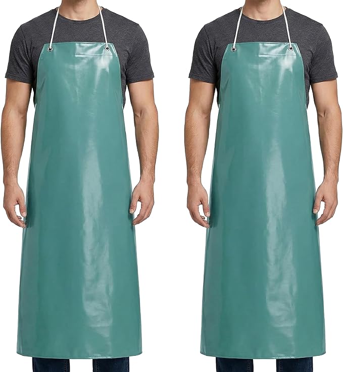 Xpose Safety Heavy Duty Vinyl Waterproof Aprons, White - For Home, Industrial and Commercial Use - Chemical Resistant