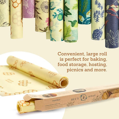 Bee's Wrap Beeswax Wraps for Food - Cut to Size 14x52" Beeswax Wrap Roll - Plastic Free Made in USA Reusable Natural Food Wrap - Garden Party - Image 4