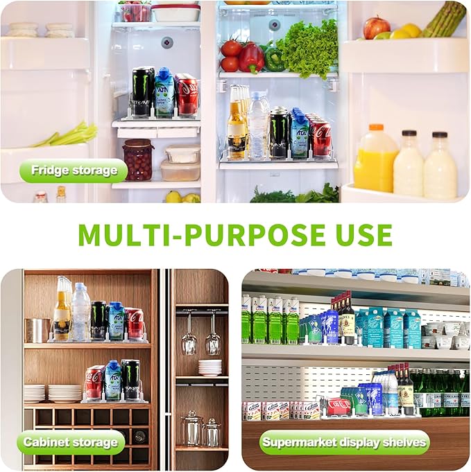 Drink Organizer for Fridge, Soda Can Dispenser for Refrigerator, Automatic Drink Dispenser for Fridge Holds up to 15 Cans, 3 Row - Image 5