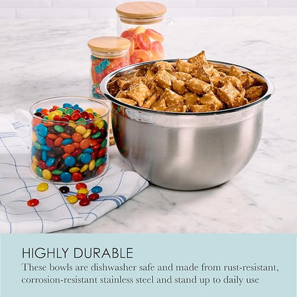 Chicago Metallic Stainless Steel Bowls, Versatile Nesting Mixing Bowls for Every Kitchen Task, Set of 3 - Image 4