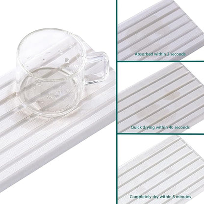 NiuYichee 2 PCS Water Absorbent diatomite Coasters, 12.2" x 5.5" Water Absorbing Stone Tray for Sink, Stone Drying mat for Kitchen Counter, Stone soap Tray Used for Hand Soaps & toiletries & Plants - Image 4