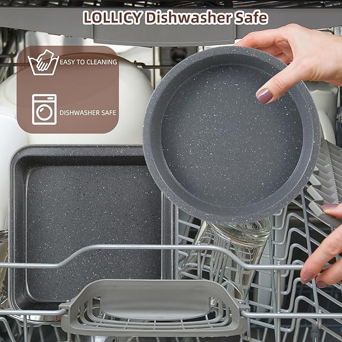 11-Piece Nonstick Baking Pans Set - Professional Grade Carbon Steel Bakeware with Premium Coating- Dishwasher Safe, Stackable, Oven Safe to 450°F (Steel Gray) - Image 7