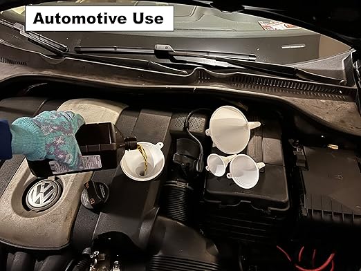 Plastic Funnel for Automotive Use - Kitchen Funnels for Filling Bottles, Jars, Containers or Lab Use - Oil Funnel for Gas, Car Oil, Lubricants and Fluids (White-4 Pack) - Image 4