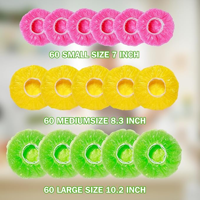 Mwellewm Bowl Covers Reusable Elastic Plastic Wrap for Food Storage Fresh Keeping Stretch Bags Bowl Covers for Bread Proofing Alternative to Foil for Family Outdoor Picnic Sourdough Baking(180) - Image 3