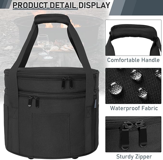 Dutch Oven Bag for 8 Inch Dutch Oven, 2-Layer Oven Travel Bag