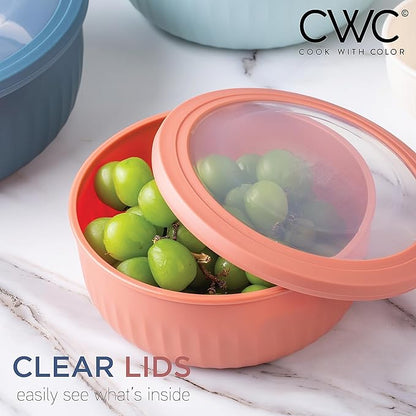 COOK WITH COLOR Prep Bowls with Lids- Wide and Deep Nesting Plastic Small Mixing Bowl Set with Lids, 12 Piece Set - Wide Bowls, Multicolor - Image 3