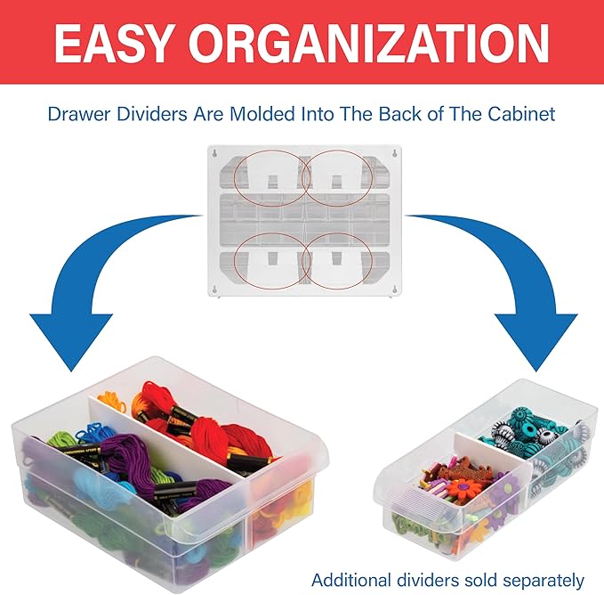Akro-Mils 44-Drawer Plastic Drawer Storage Cabinet for Garage Organization, Bead Organizer, Building Bricks Storage, Teacher Toolbox, Makeup Organizer, 20" W x 6" D x 16" H, 10144 Red - Image 5