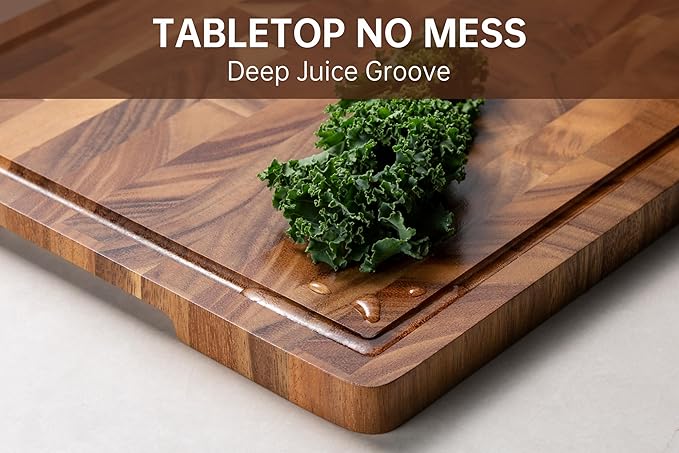 THETCHRY Walnut Cutting Boards for Kitchen, End Grain Wooden Chopping Board with Juice Groove, Charcuterie Butcher Block for Meal Prep & Serving with Gift Box, 16.5" x 11.6" x 0.8" - Image 2