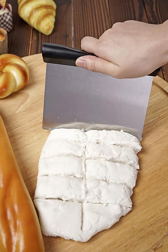 Spring Chef Dough Bench Scraper for Baking with Markings - Stainless Steel Kitchen Dough Cutter Tool with Bowl Pastry Scraper for Pizza, Bread, Pastries - Bench Knife - Dishwasher Safe - Black - Image 8