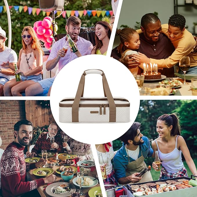 TOURIT Insulated Casserole Carrier for Hot or Cold Food Thermal Food Carrier for Picnic Cookouts Potluck Parties Fits 9" x 13" Baking Dish - Image 7