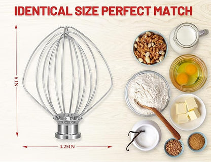 K45WW 6 Wire Whip for 4.5 5 QT KitchenAid Tilt-Head Stand Mixer，Whisk Attachment Fits Kitchen Aid, Compatible with Kitchen Aid Accessories K45,K45SS,KSM90,KSM110,KSM150 (Dishwasher Safe)