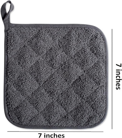 DII Basic Terry Collection Quilted 100% Cotton, Potholder, Mineral Gray, 3 Piece - Image 2