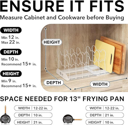 Simple Houseware Expandable Pan Organizer Rack, 10 Adjustable Compartments, White - Kitchen Cabinet Organizer for Pots, Pans, Lids & Bakeware - Pantry & Countertop Storage - Image 3