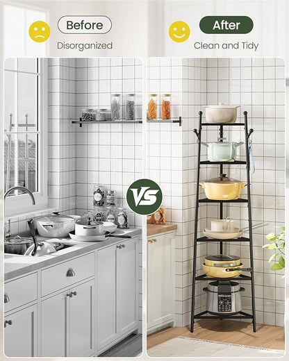 CHOEZON 6-Tier Cookware Stand, Triangle Shelf Storage Tower for Kitchen, Pans Pots Storage Rack, Metal Wire Shelf Organizer, Corner Shelf, for Kitchen, Living Room, Black TPR14BB - Image 5