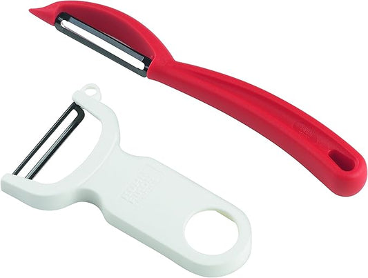 Kuhn Rikon Vegetable Peeler Set, Swiss Carbon Steel Peelers for Potatoes and Fruits, Ergonomic Kitchen Peeler Set, Ultra Sharp, 2 Piece by KuhnRikon