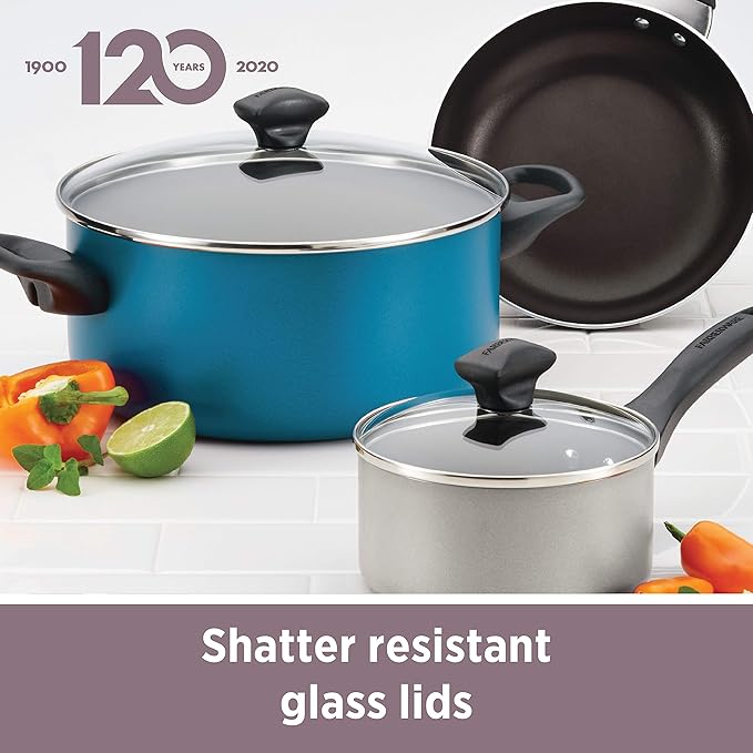 Farberware Dishwasher Safe Nonstick Jumbo Cooker/Saute Pan with Helper Handle -Aluminum, 6 Quart, Blue - Image 11
