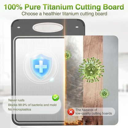 Titanium Cutting Boards for Kitchen - Katuchef Non Toxic Double Sided Metal for Meat/Fish & Wheat Straw PP for Fruits/Vegetables, Dishwasher Safe, Hygienic, Pure Titanium Easy Clean Chopping Board