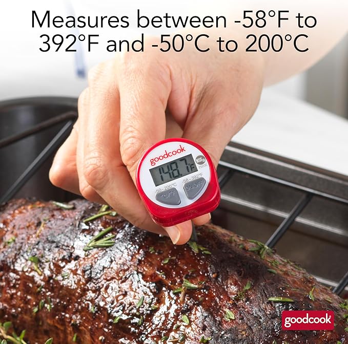 GoodCook Everyday Digital Food Thermometer Instant Read with Stainless Steel Probe, Fahrenheit & Celsius Display & Includes Storage Sleeve, Red - Image 7