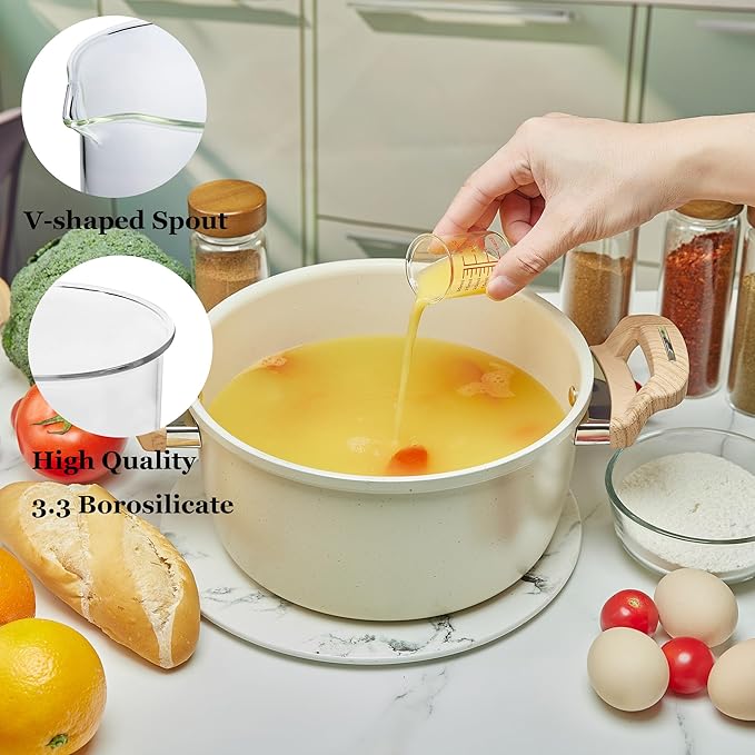 High Borosilicate Glass Measuring Cup-V-Shaped Spout，Glass Measuring Beaker for Kitchen or Restaurant, Easy to Read, 30 ML (1 Oz)-Pack of 2 - Image 2