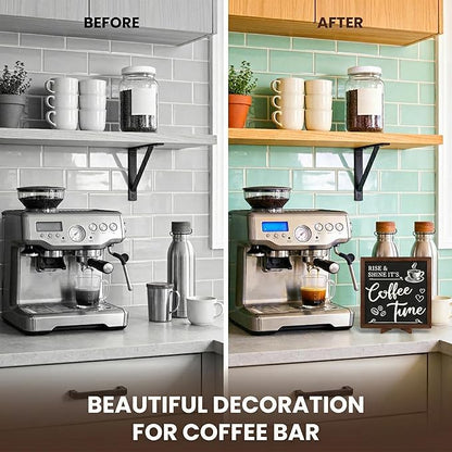 Woodamore Vintage Coffee Signs For Coffee Station Decorations - Coffee Bar Decor Accessories, Wood Farmhouse Cafe Signs For Kitchen Table Top Decor - Image 3