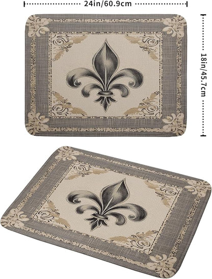 Giwawa Mardi Gras Dish Drying Mat for Kitchen Vintage Fleur De Lis Print Dish Drainer Mats 18x24inch Country Style Dish Drying Rack Pad Protector for Countertop Dining Holiday Decor