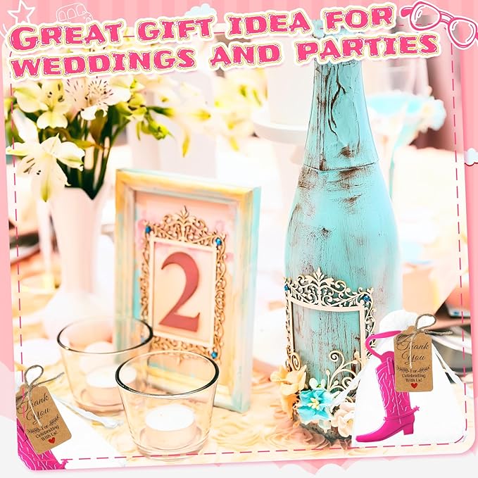 Meanplan 99 Pcs Cowboy Boot Bottle Opener Set Cowgirl Western Derby Wedding Party Favor Includes Cowboy Beer Bottle Opener Organza Bag Thank You Tag and Jute Rope for Guest Wedding Party Baby Shower - Image 4