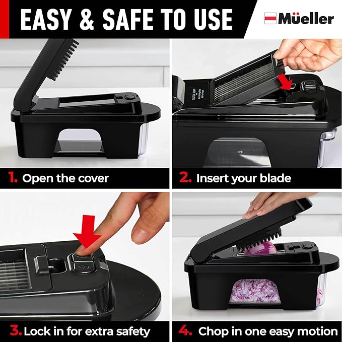 Mueller ULTIMATE 12 Blade Vegetable Chopper, Mandoline Slicer and Spiralizer, Dicer, Grater, Kitchen Essentials & Accessories, Black - Image 7