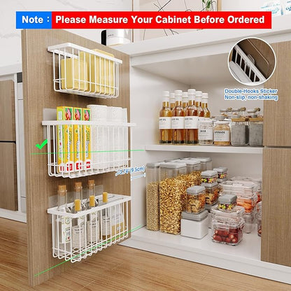 MUSTORN 3 Pack Adhesive Cabinet Door Organizer, Lid Organizers Inside Cabinet Food Container/Tumbler Lid Organizer and Storage Cup Lids Holder for Kitchen & Bathroom Wall Mounted(White) - Image 2