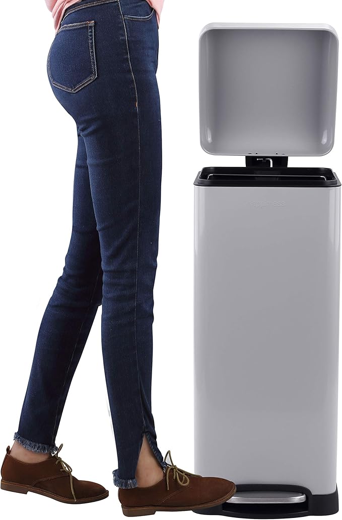 happimess HPM1007C Betty Retro 8-Gallon Step-Open Trash Can with Soft-Close Lid, Fingerprint Resistant, Modern, Minimalistic for Home, Kitchen, Laundry Room, Office, Bedroom, Bathroom, Gray - Image 6