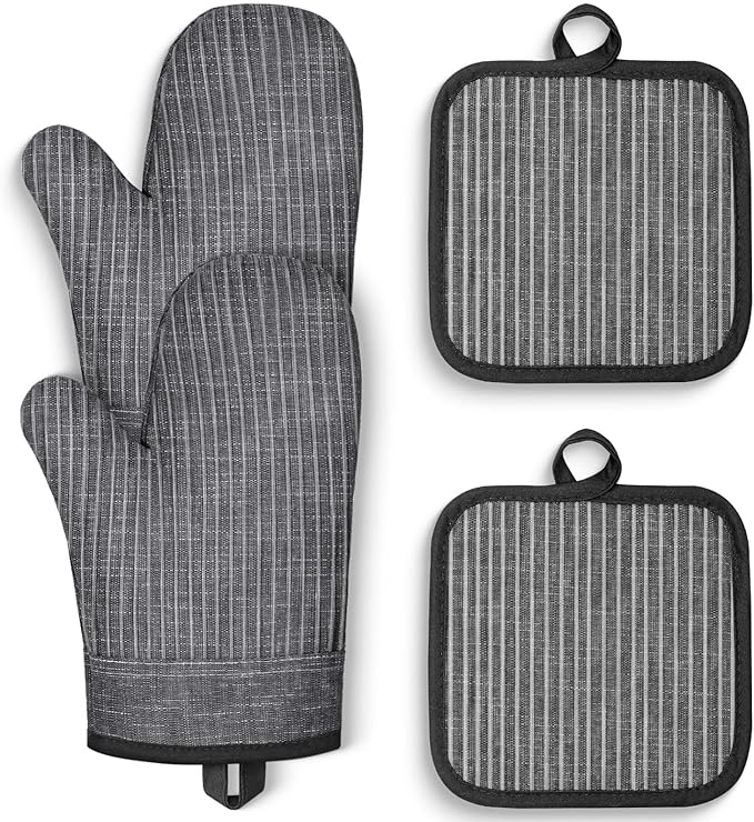 Oven Mitts and Pot Holders, Silicone Oven Gloves, 500 F Heat Resistant Oven Mitts Sets, Non-Slip Silicone Textured Grip, Darkgray by Unknown