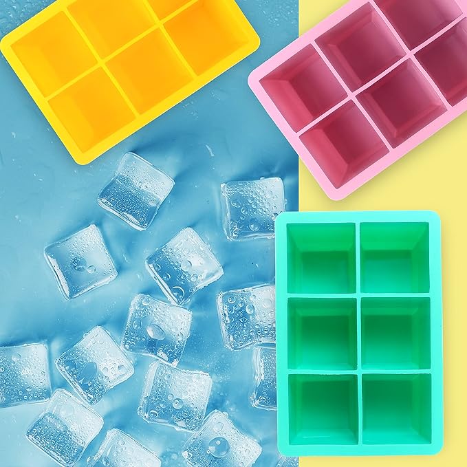 Excnorm Silicone Ice Cube Trays 3 Pack - Large Size Silicone Ice Cube Molds with Leak Proof Removable Lid Square Ice Cube Tray And BPA Free for Cocktail,Whiskey, Stackable Flexible Ice - Image 6