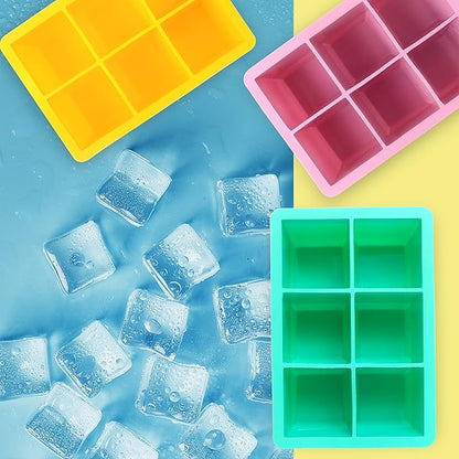 Excnorm Silicone Ice Cube Trays 3 Pack - Large Size Silicone Ice Cube Molds with Leak Proof Removable Lid Square Ice Cube Tray And BPA Free for Cocktail,Whiskey, Stackable Flexible Ice - Image 6