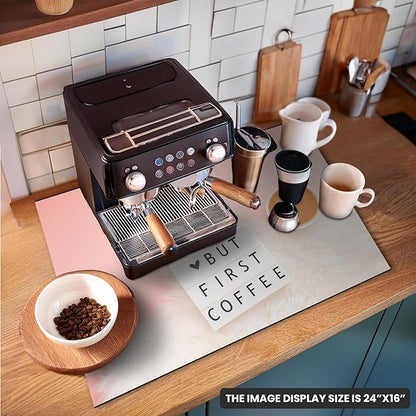 Coffee Mat Super Absorbent – 24" x 16" Dish Drying Mat for Kitchen Counter-Fit Under Coffee Maker Espresso Machine Dish Rack (Morning Brew)