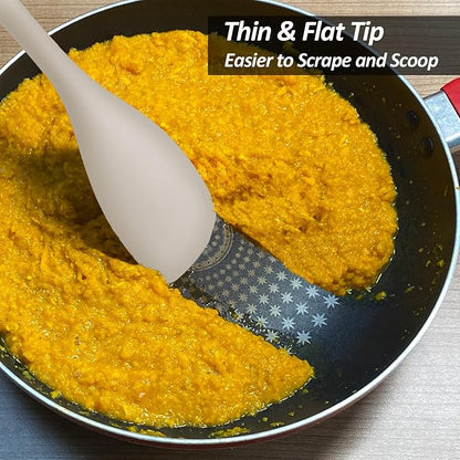 Upgrade Silicone Spatula Spoon Set,VOVOLY Heat Resistant Rubber Spoonula, Seamless Non-Stick Flexible Scrapers for Baking Mixing Tool,3 Pack, Kahki - Image 7