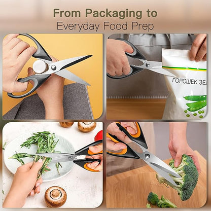 Astercook Kitchen Scissors All Purpose Heavy Duty,3 Pack Kitchen Shears Set,Stainless Steel Kitchen Gadgets for Cutting Food,Poultry,Meat,Vegetable,Herb Dishwasher Safe Utility Tools Home Gift - Image 4