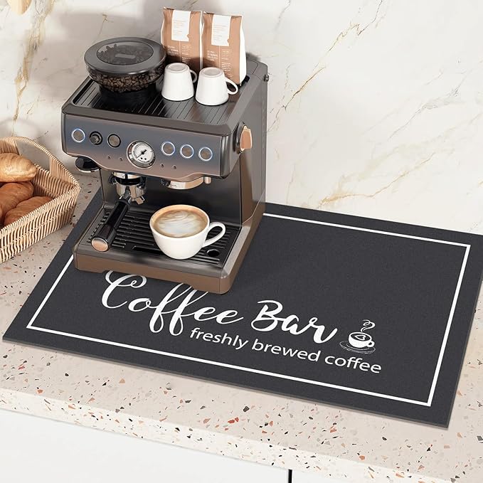Findosom 12"x 20" Dish Drying Mat, Super Absorbent & Cuttable Coffee Mat, Hide Stain Bar Mat for Kitchen Counter, Coffee Bar Accessories, Black - Image 6