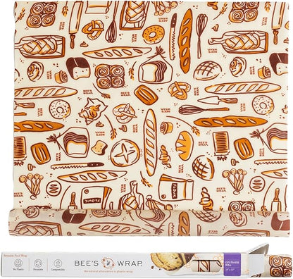 Bee's Wrap Beeswax Wraps for Food - Cut to Size 14x52" Beeswax Wrap Roll - Plastic Free Made in USA Reusable Natural Food Wrap - Bakery Lane by BeesWrap