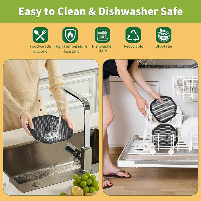 2 PCS Silicon Splatter Shield for Ninja Crispi Pro Air Fryer, Heat-Resistant Splatter Screen for Ninja Crispi Pro Accessories, AS101CY/AS101LG/AS101DG Replacement Parts Protects Kitchen from Oil
