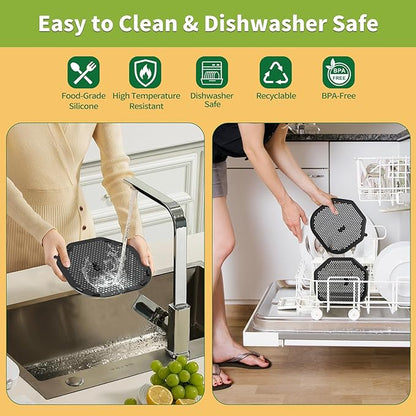 2 PCS Silicon Splatter Shield for Ninja Crispi Pro Air Fryer, Heat-Resistant Splatter Screen for Ninja Crispi Pro Accessories, AS101CY/AS101LG/AS101DG Replacement Parts Protects Kitchen from Oil