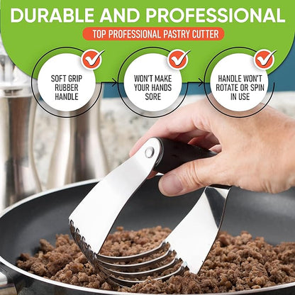 Spring Chef Dough Blender, Top Professional Pastry Cutter with Heavy Duty Stainless Steel Blades, Medium Size, Black - Image 5