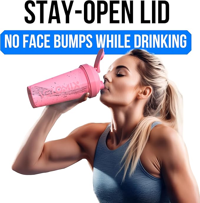 VELOMIX -2 Pack- 28 oz Protein Shaker Bottles for Protein Mixes - 2x Wire Whisk | Leak Proof Shaker Cups for Protein Shakes and Pre Workout | Protein Shaker Bottle Pack (B6) Pink/Transparent