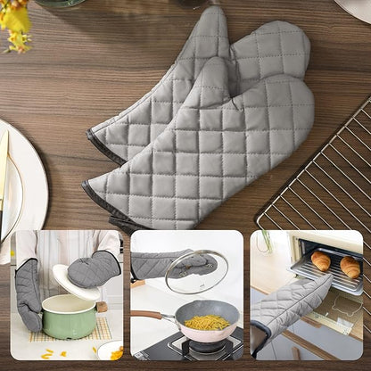 ARCLIBER Oven Mitts 1 Pair of Quilted Lining,Heat Resistant Kitchen Gloves,Classic Flame Oven Mitt Set,Grey 13 Inches - Image 5