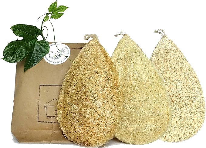 Natural Loofah Dish Sponge Pack 3 Vegetable Scrubber for Kitchen -100% Biodegradable Compostable Dishwashing Scouring Pad Zero Waste Plastic Free Eco Friendly Sustainable by MiwPiw