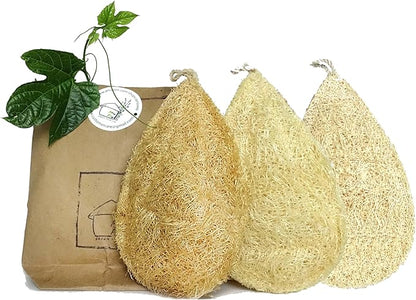 Natural Loofah Dish Sponge Pack 3 Vegetable Scrubber for Kitchen -100% Biodegradable Compostable Dishwashing Scouring Pad Zero Waste Plastic Free Eco Friendly Sustainable by MiwPiw