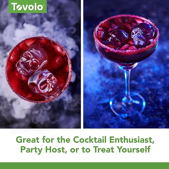 Tovolo Skull Ice Cube Mold Pack of 2 Craft Ice Molds for Whiskey Bourbon Cocktails, Easy Fill No Leak Silicone Skeleton Skull Shaped Ice Cube Gifts for Men, Dishwasher Safe BPA Free Large Skull Mold - Image 4