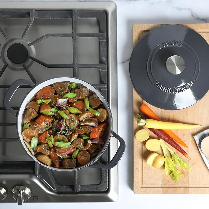 Martha Stewart Gatwick 4 Quart Enamel Cast Iron Dutch Oven - Grey - Image 10