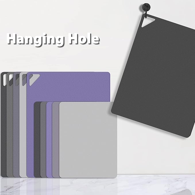 WK Plastic Flexible Cutting Boards for Kitchen, Flexible Cutting Board Mat Set of 10, Non Slip Cutting Mats with Hole, BPA Free, Dishwasher Safe, Multi Size - Image 6