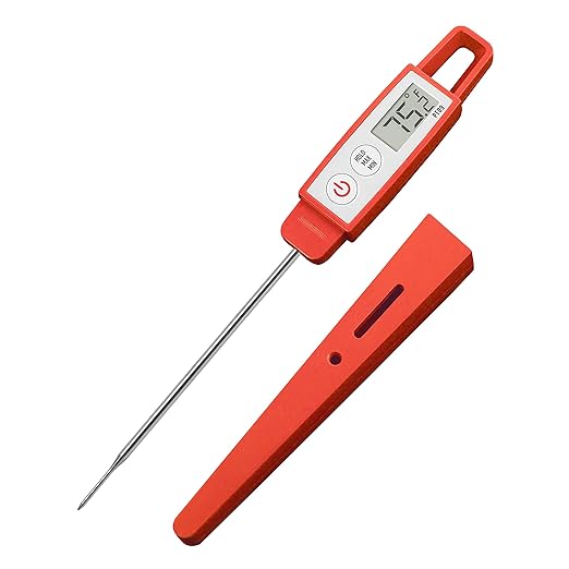 Lavatools PT09 Super-Quick Commercial Grade Digital Thermometer for Cooking, Meat, Candy, Candle, Liquid, Oil, 4.5" Compact Probe, Splash Proof, °C/°F Toggle, Hold Function - Sambal by Lavatools